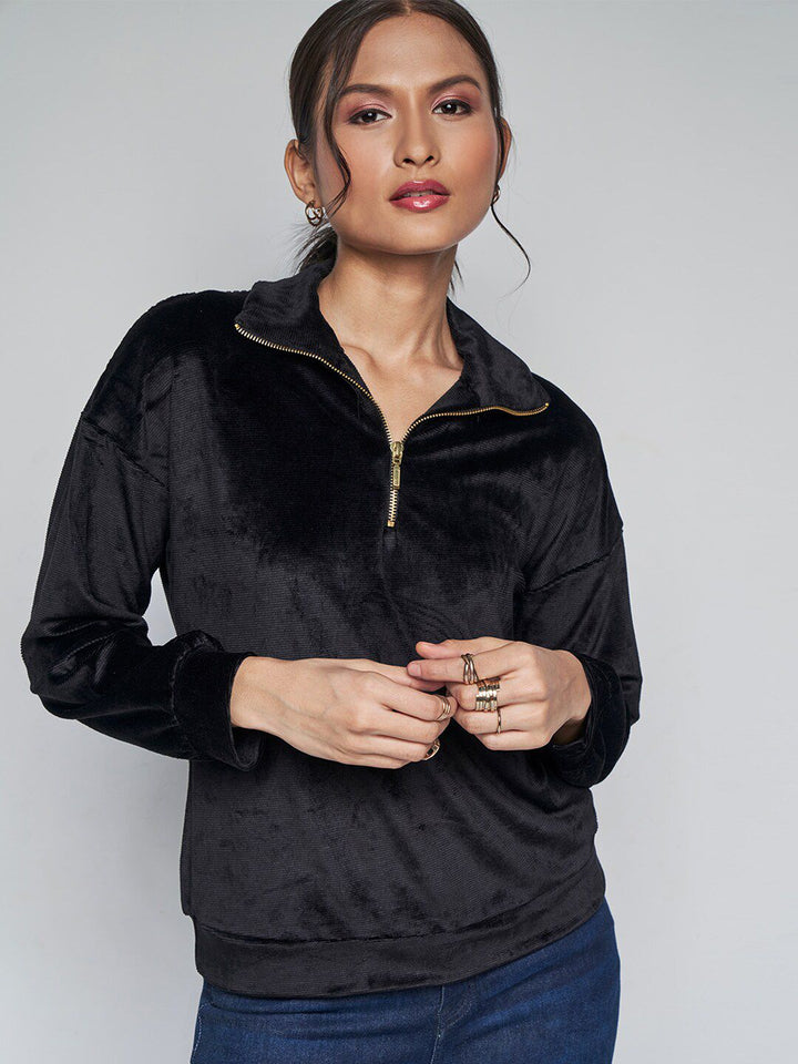 AND Shirt Collar Long Sleeves Sweatshirt