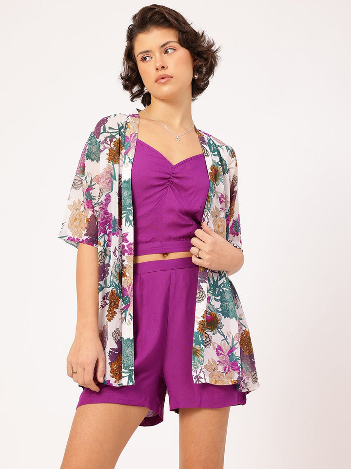 DressBerry Urban Glow Crop Co-Ords with Printed Shrug