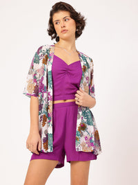 DressBerry Urban Glow Crop Co-Ords with Printed Shrug