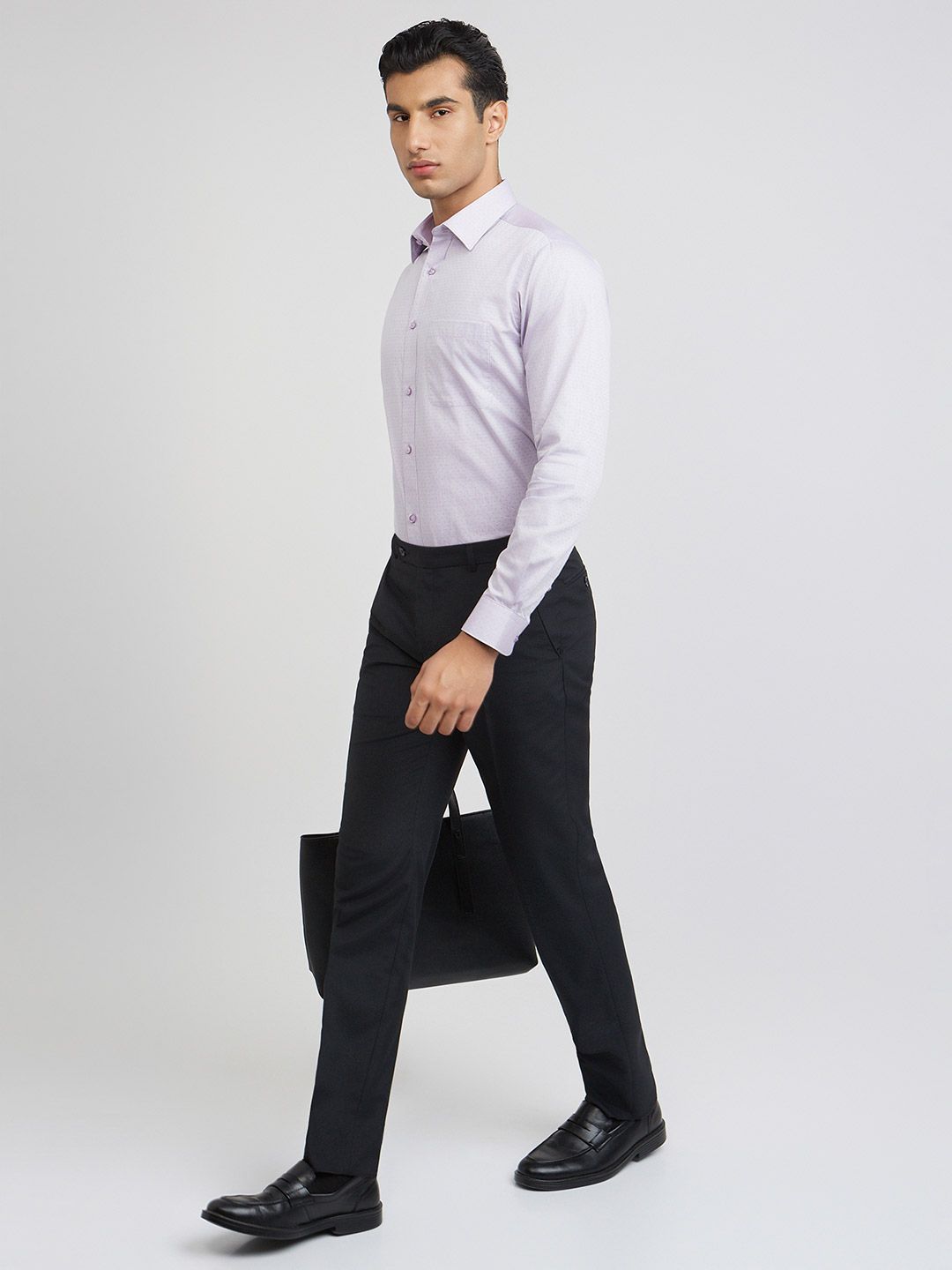 Raymond Men Purple Pure Cotton Self-Design Slim Fit Formal Shirt