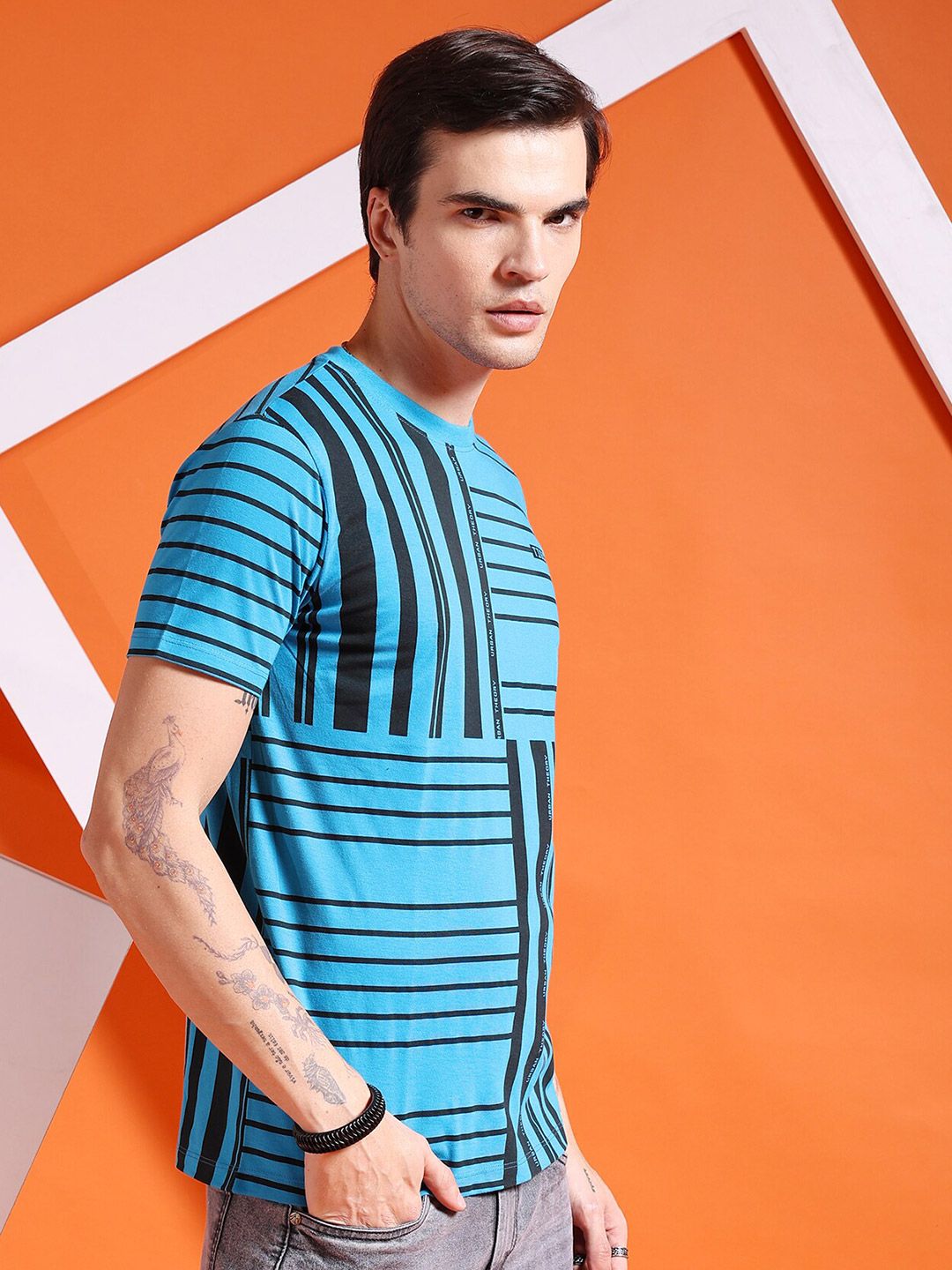 The Indian Garage Co Geometric Printed Round Neck T-shirt