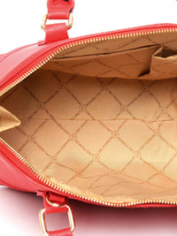 Lino Perros Red Solid Handheld Bag with Detachable Sling Strap