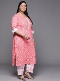 EXTRA LOVE BY LIBAS Plus Size Bandhani Printed Gotta Patti Pure Cotton Kurta Set