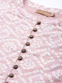 Shae by SASSAFRAS Mauve & White Print Cotton Peplum Top