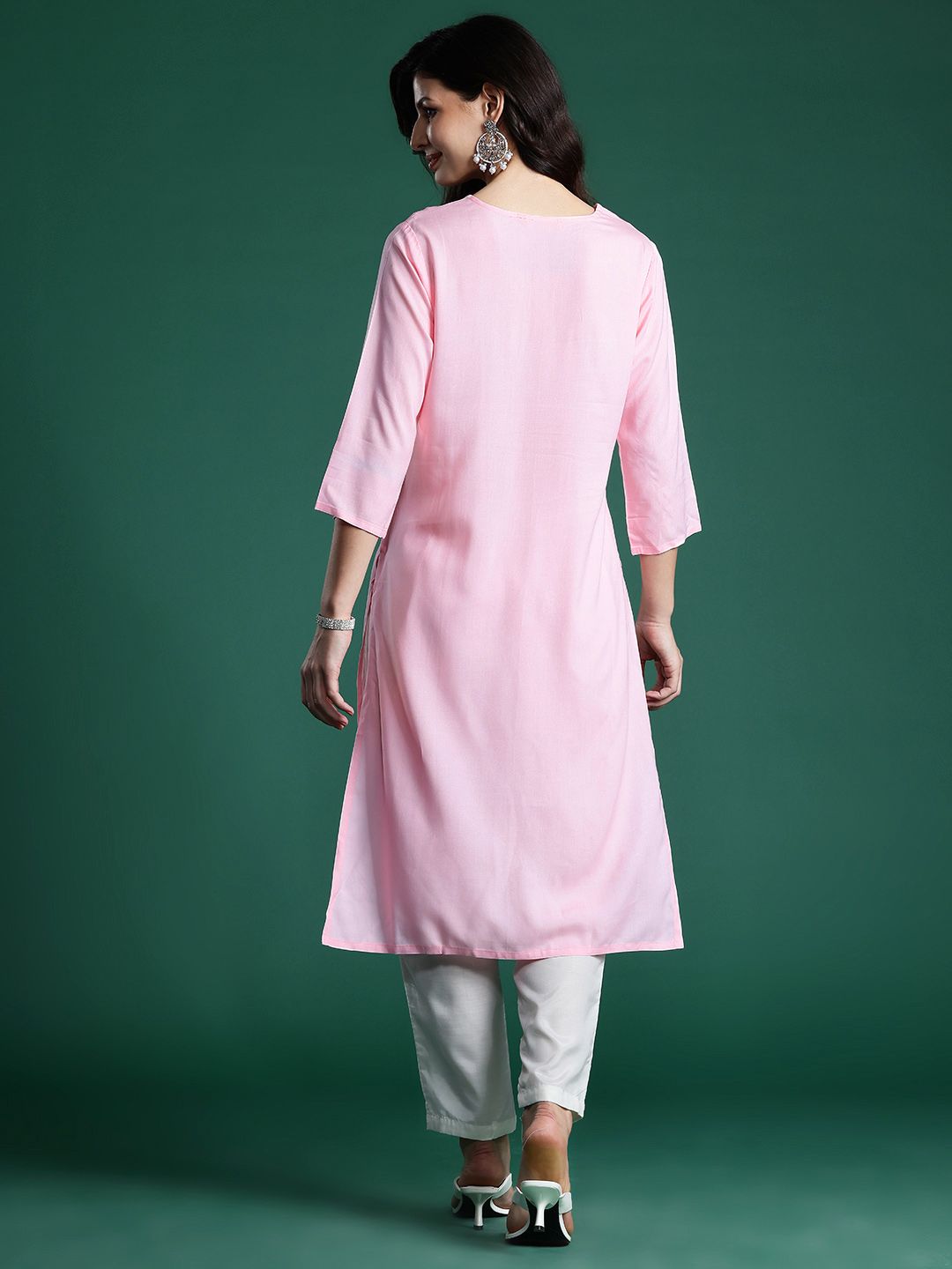 Indo Era Floral Embroidered Thread Work Kurta