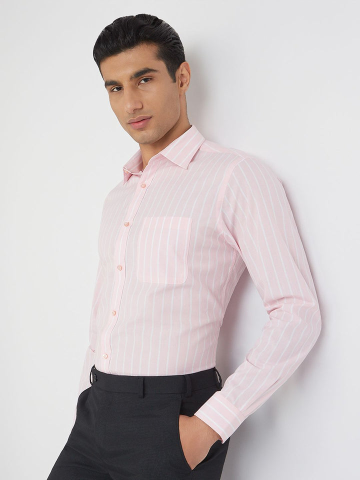 Raymond Pure Cotton Slim Fit Striped Formal Shirt