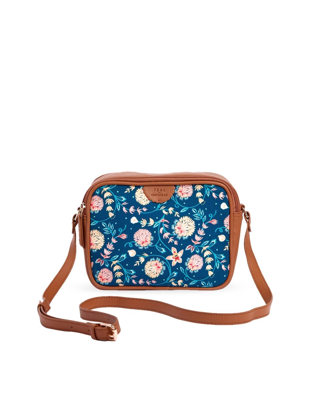 TEAL BY CHUMBAK Floral Printed Structured Sling Bag