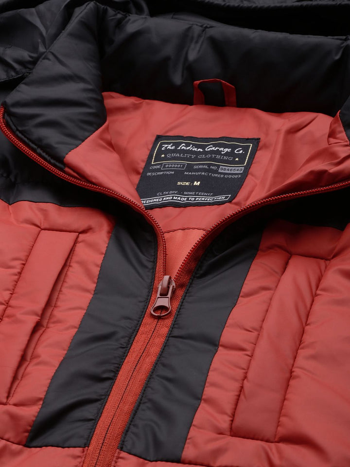 The Indian Garage Co Men Colourblocked Detachable Hood Padded Jacket
