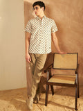DENNISON Smart Ethnic Motifs Printed Spread Collar Cotton Oversized Lightweight Shirt