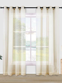 URBAN SPACE Cream-Coloured Set of 2 Sheer Door Curtain