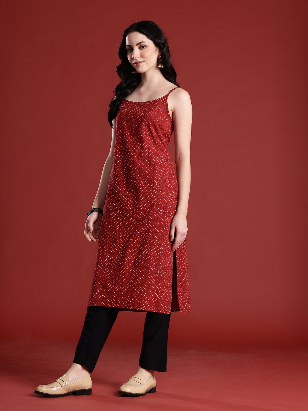 Anouk Women Bandhani Print Pure Cotton Kurta