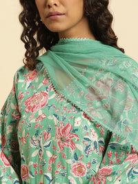 W Women Cotton Kurti with Sharara & Dupatta