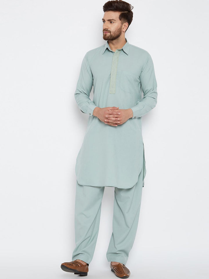 SOJANYA Baju Kolar Kapas Linen Pathani Kurta dengan Piyama