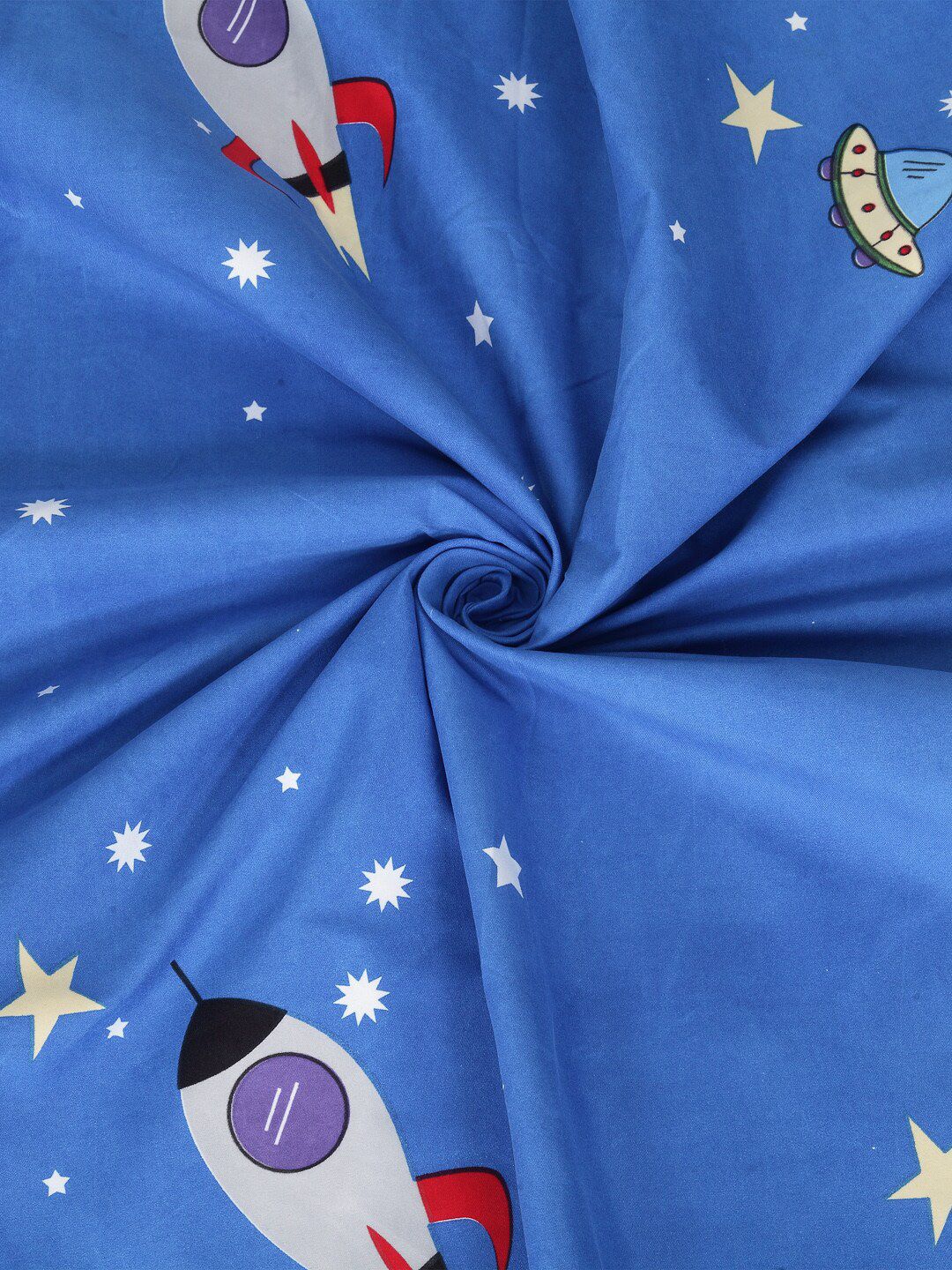 KLOTTHE Blue & White Conversational 300 TC 1 King Bedsheet with 2 Pillow Covers