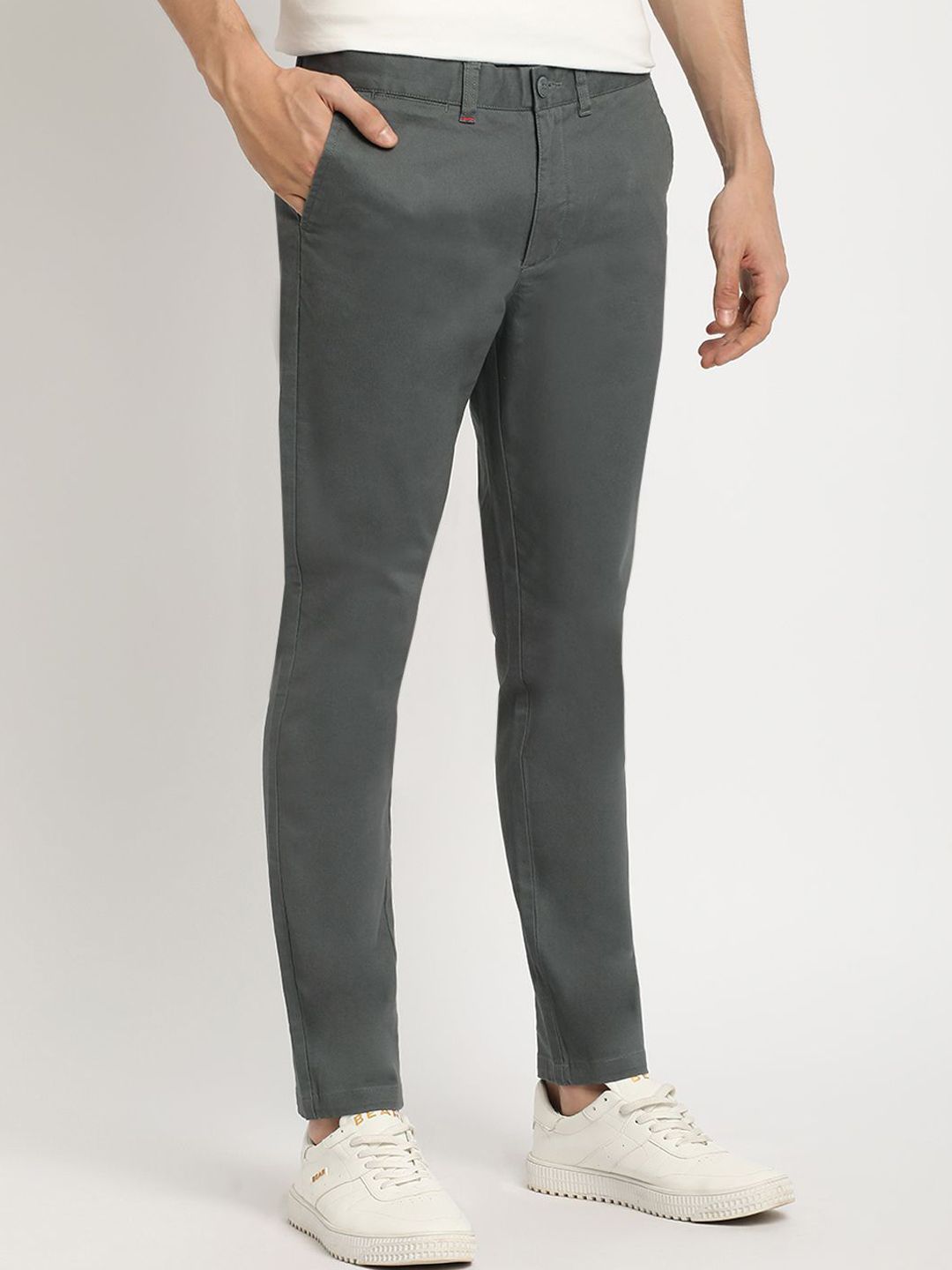 THE BEAR HOUSE Men's Slim Fit Mid Rise Casual Trouser