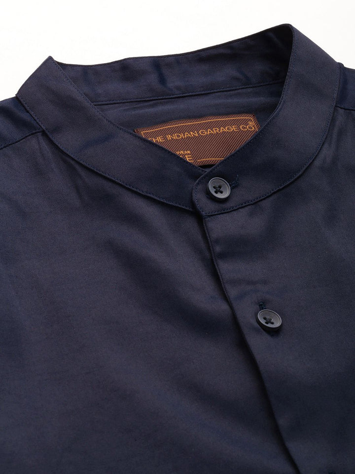 The Indian Garage Co. X Luxe Men Slim Fit Mandarin Collar Formal Shirt