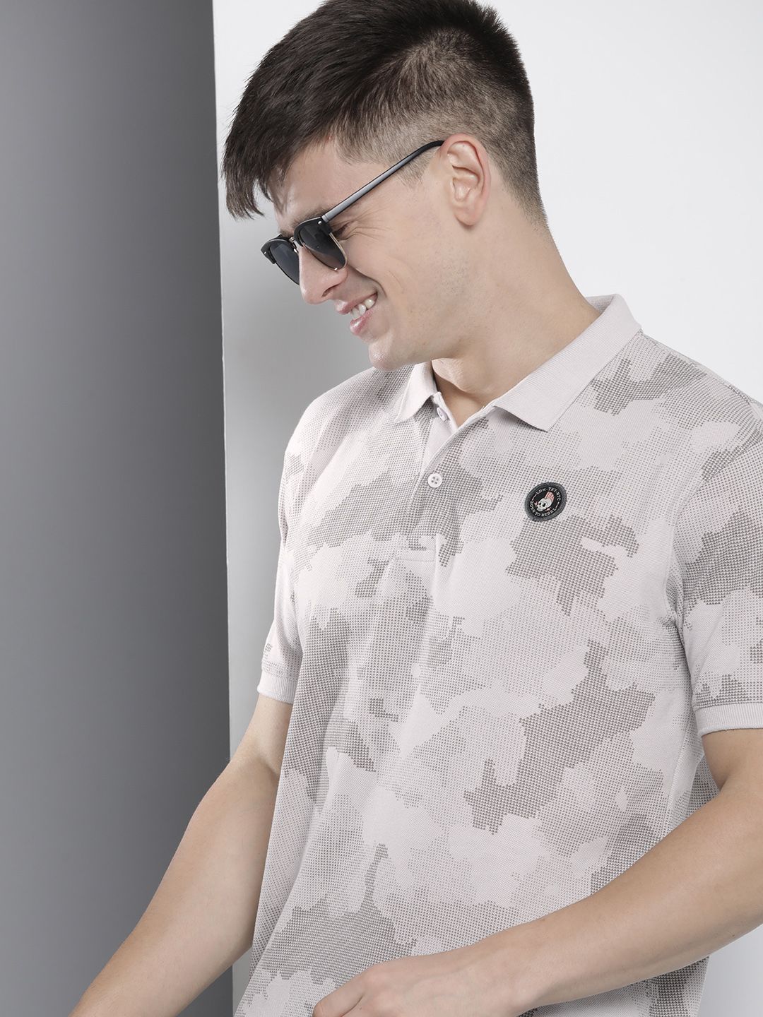 The Indian Garage Co Men Abstract Printed Polo Collar T-shirt