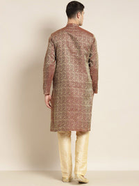 SOJANYA Band Collar Ethnic Motifs Woven Design Kurta