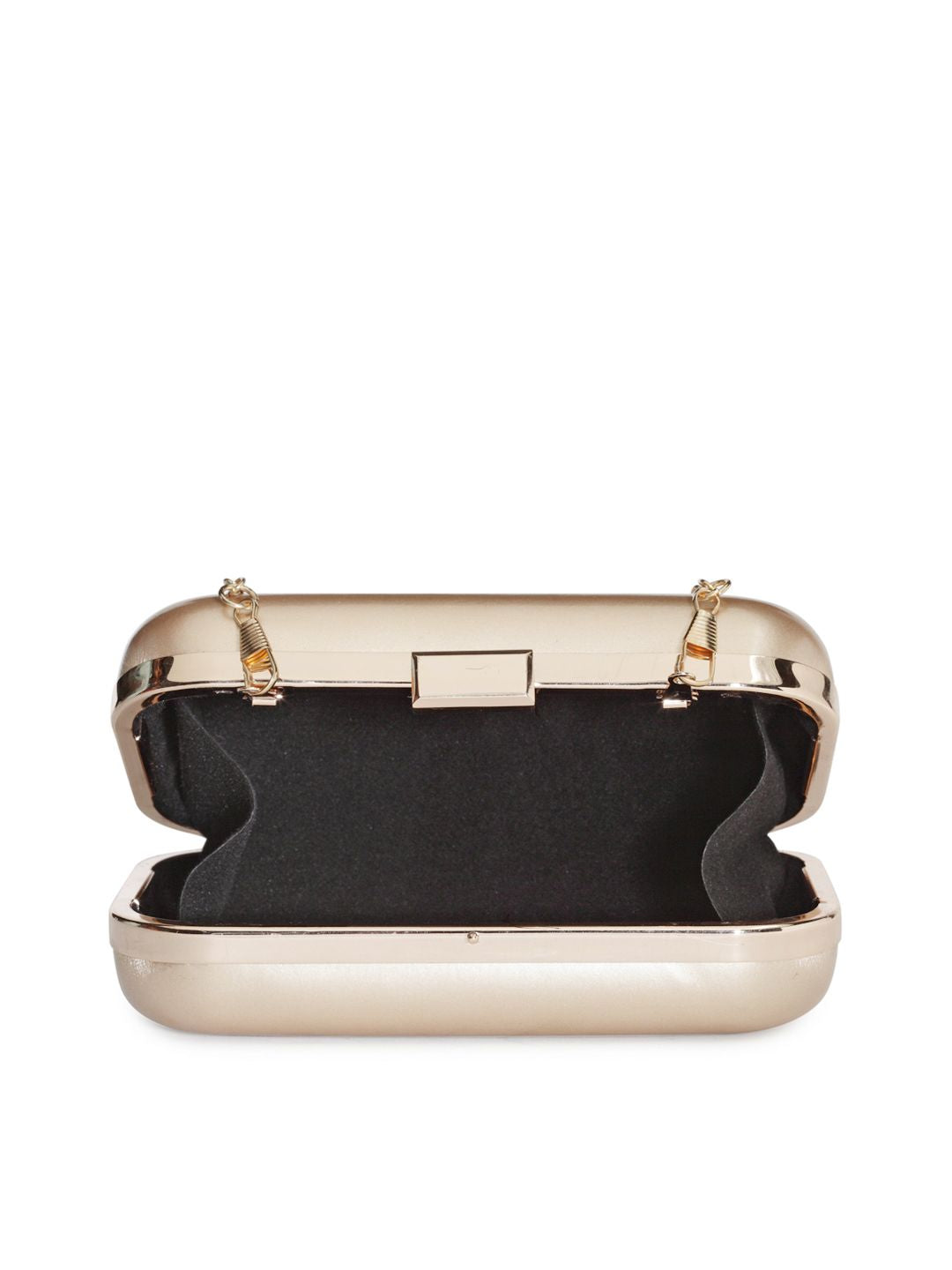 Lisa Haydon for Lino Perros Gold-Toned Solid Clutch with Sling Strap