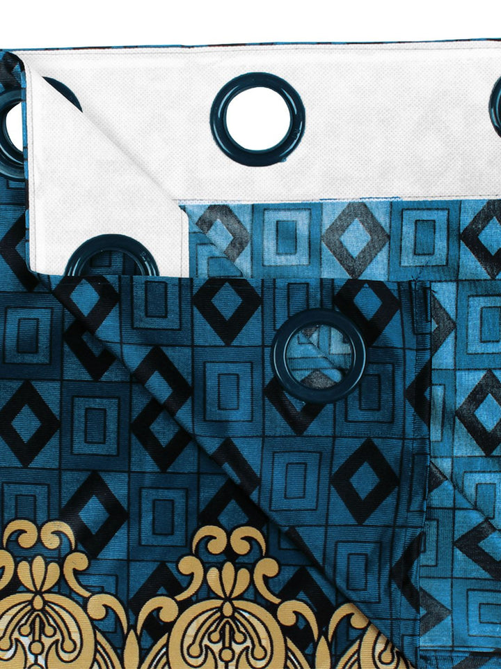 Story@home Blue & Brown 2 Pieces Ethnic Motifs Window Curtain