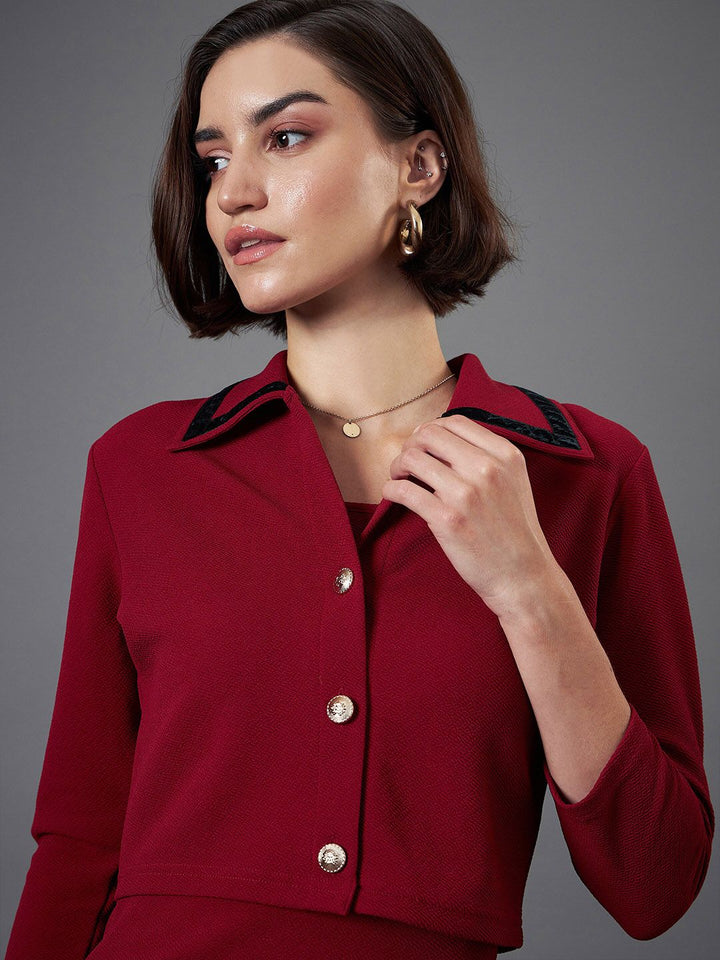 SASSAFRAS worklyf Shirt Collar Sheath Midi Dress