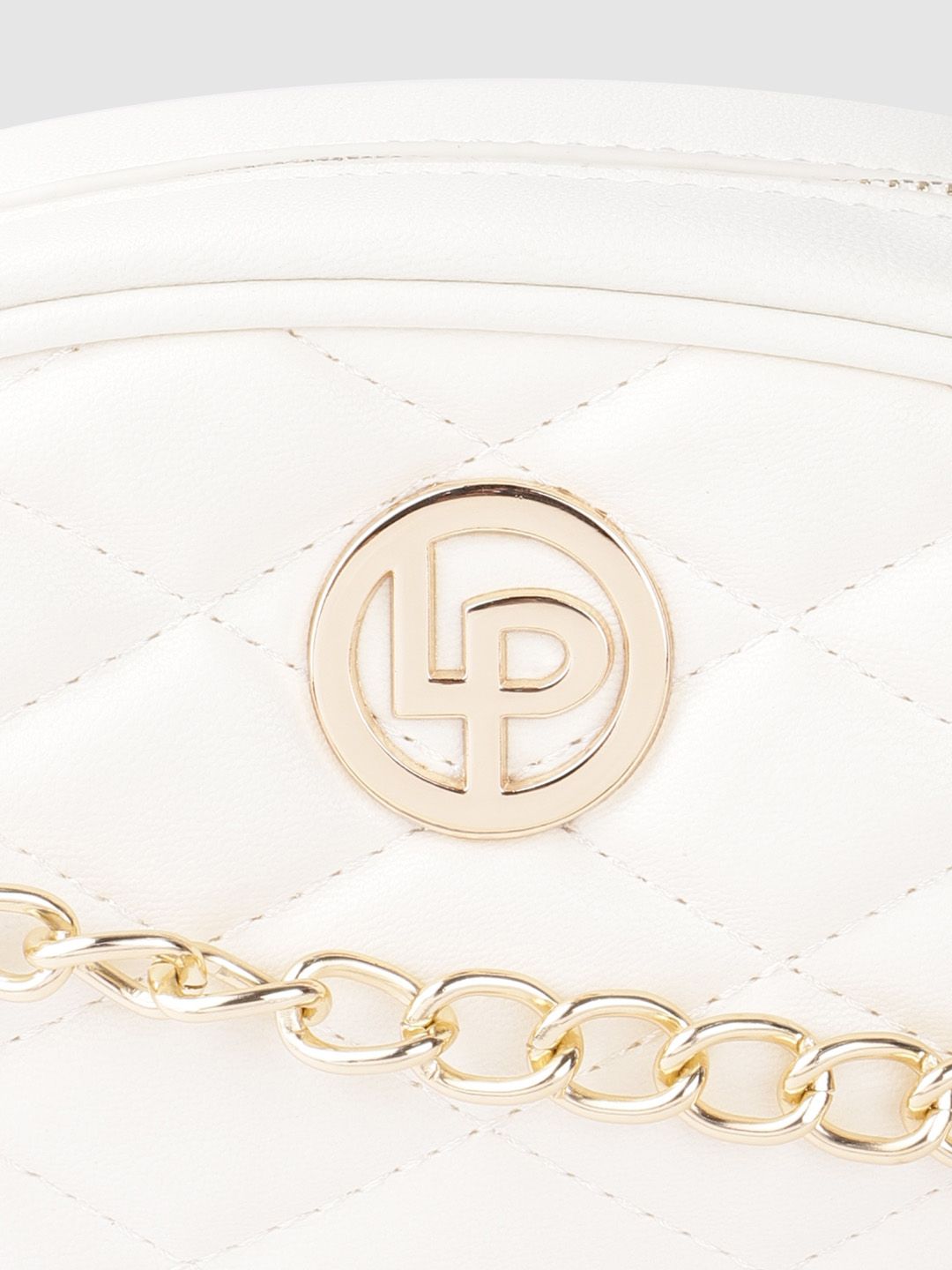 Lino Perros Women White Quilted Sling Bag Cum Fanny Pack