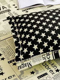 Story@home White Black Cotton 210 TC 1 King Double Bedsheet with 2 Pillow Covers