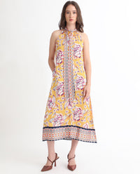 RAREISM Floral Print Tie Up A-Line Dress