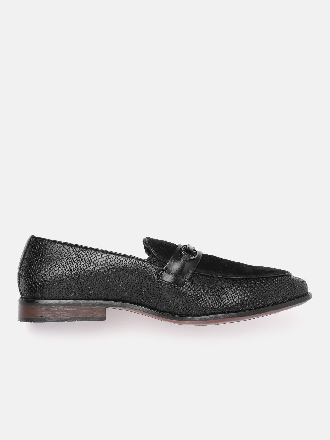 House of Pataudi Men Textured Formal Horsebit Loafers