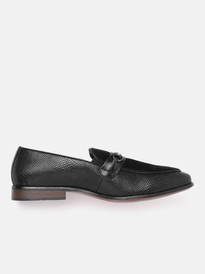 House of Pataudi Men Textured Formal Horsebit Loafers