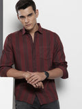 The Indian Garage Co Pure Cotton Slim Fit Opaque Striped Casual Shirt