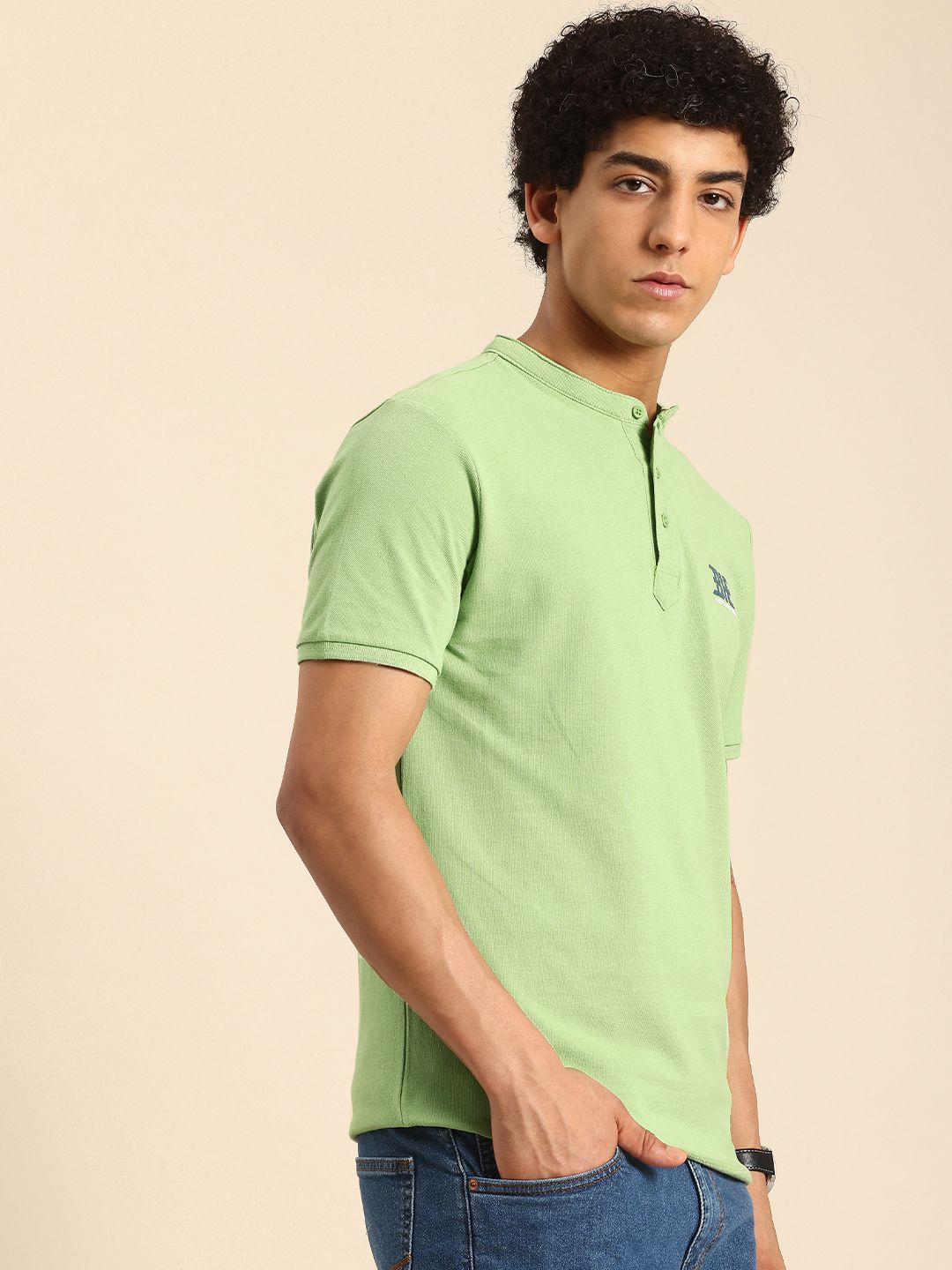 Being Human Henley Neck Pure Cotton T-shirt