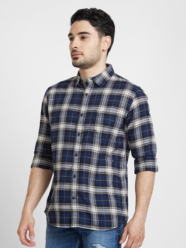 SPYKAR Tartan Checked Cotton Classic Opaque Casual Shirt