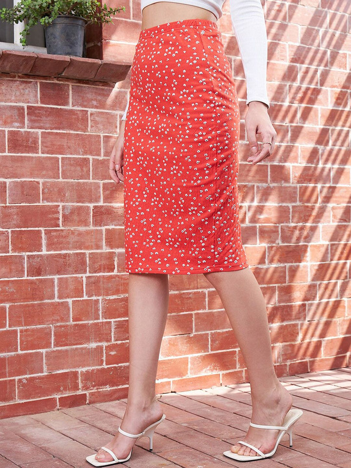 Berrylush Floral Printed Pencil Midi Skirt