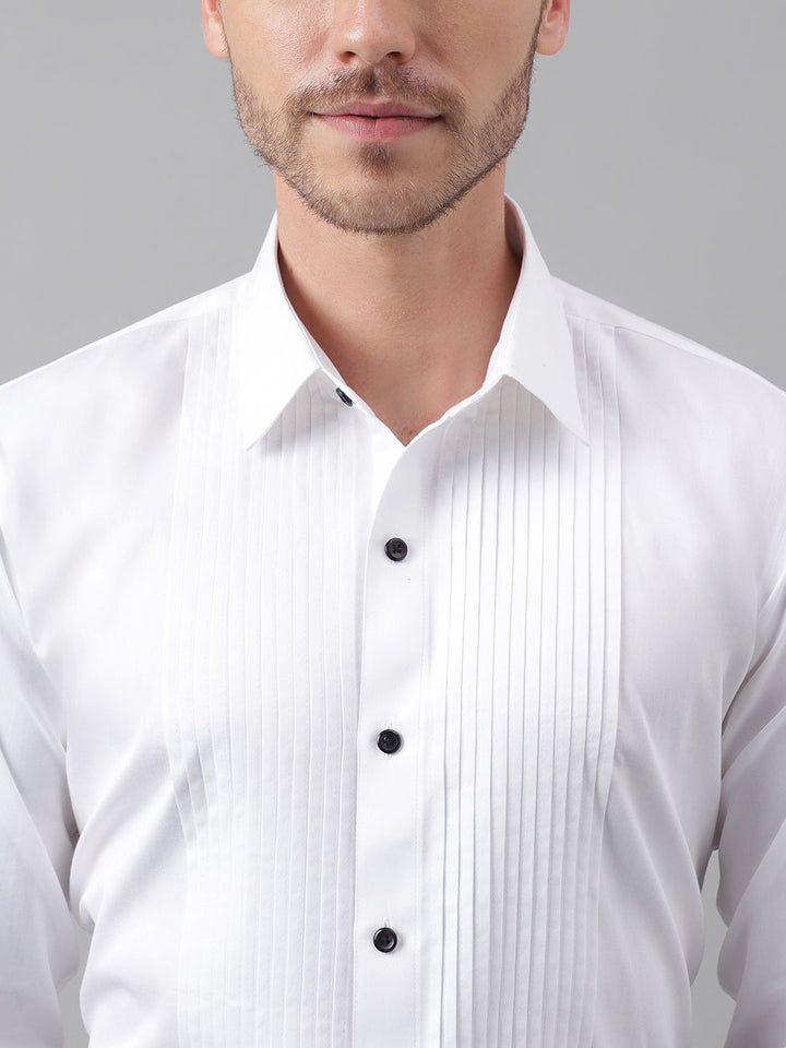 Hancock Men White Slim Fit Tuxedo Shirts