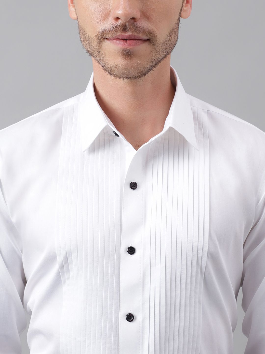 Hancock Men White Slim Fit Tuxedo Shirts