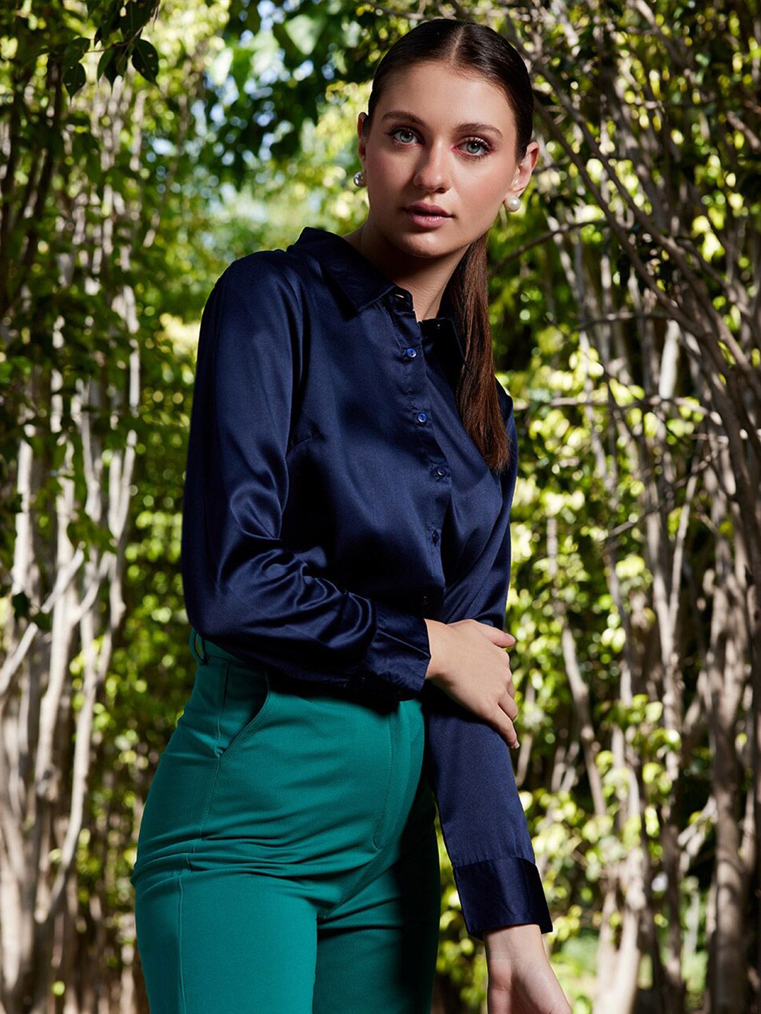 WORK IT by STREET 9 Comfort Fit Satin Casual Shirt