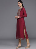 Libas Women Maroon Ethnic Motifs Embroidered Embellished Yoke Design Kurta