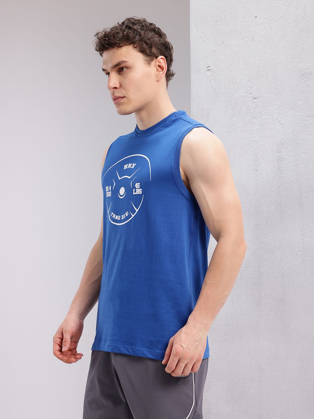 HRX by Hrithik Roshan Sleeveless Brand Logo Printed Training T-shirt