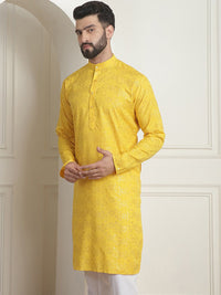 SOJANYA Mandarin Collar Thread Work Cotton Kurta