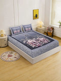 Moda Rapido X KLOTTHE Grey & Pink 400 TC King Bedsheet with 2 Pillow Covers