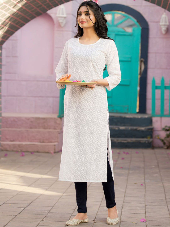 Indo Era Women Geometric Embroidered Sequinned Kurta