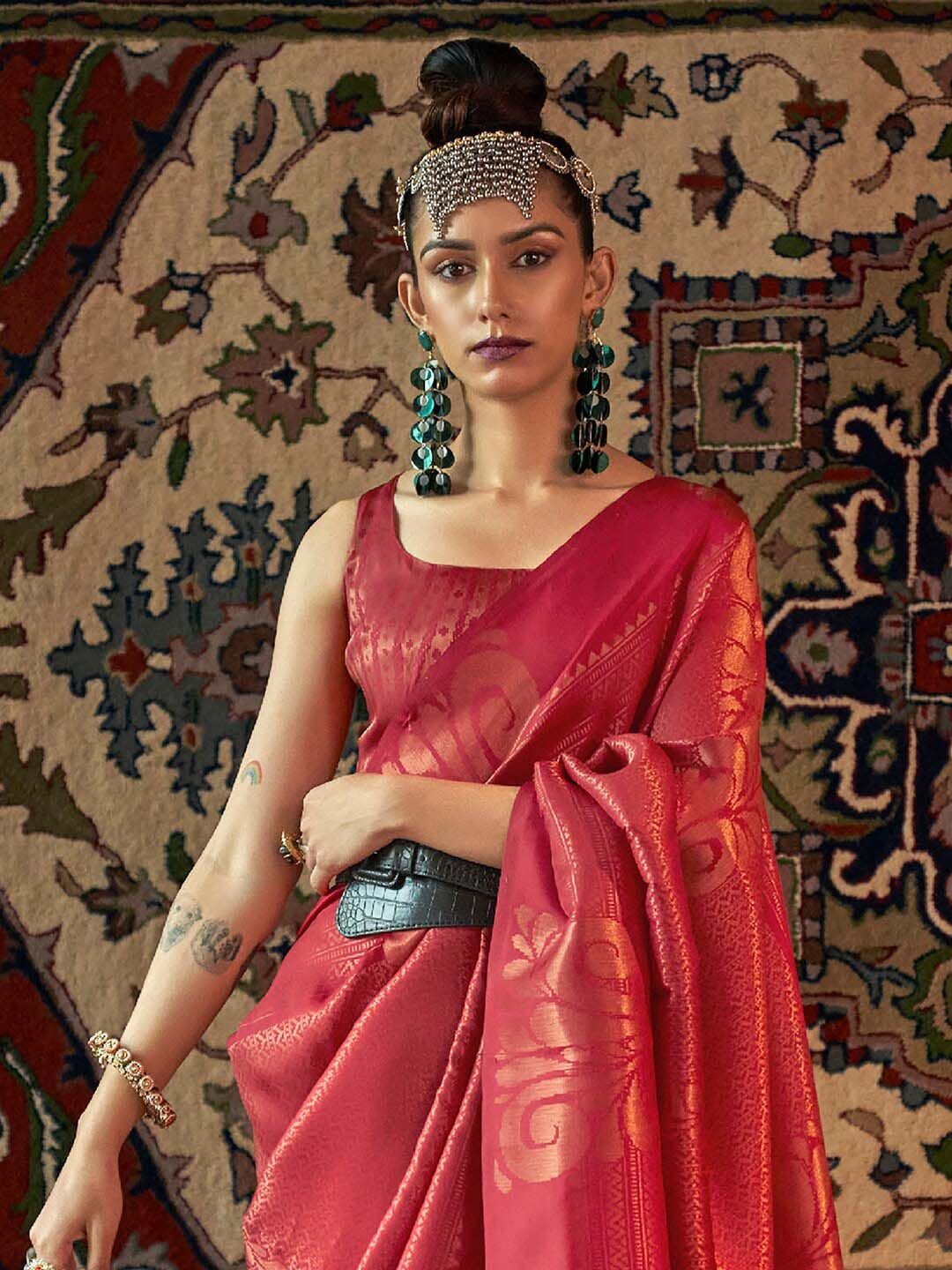 Saree mall Ethnic Motifs Zari Kanjeevaram Sarees