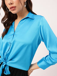 DressBerry Elevated Classics Satiny Chic Tie-Hem Shirt