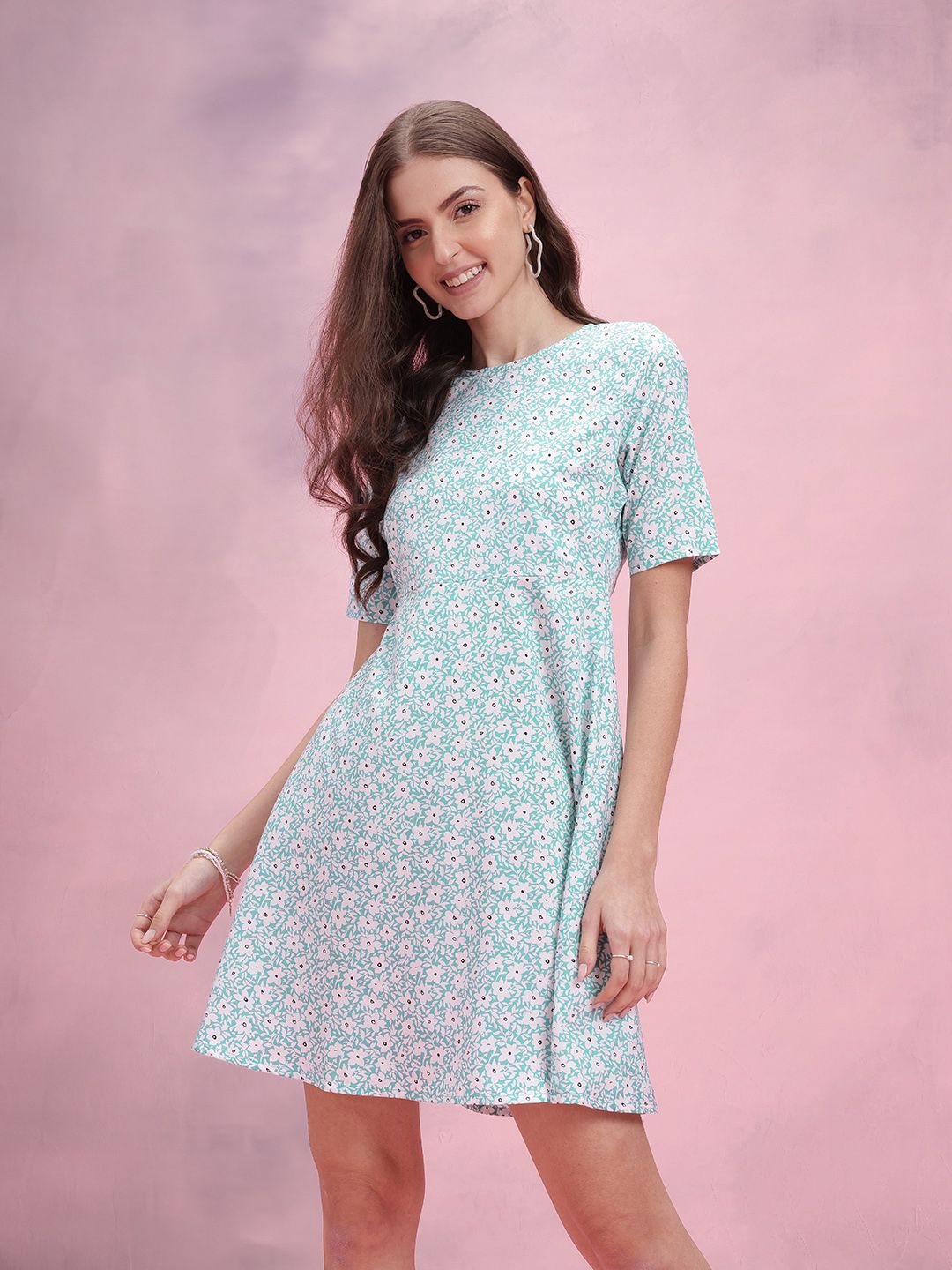 DressBerry Floral Print A-Line Mini Dress