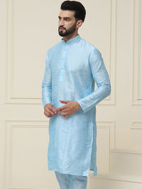 SOJANYA Men Turquoise Blue Solid Kurta Lurus