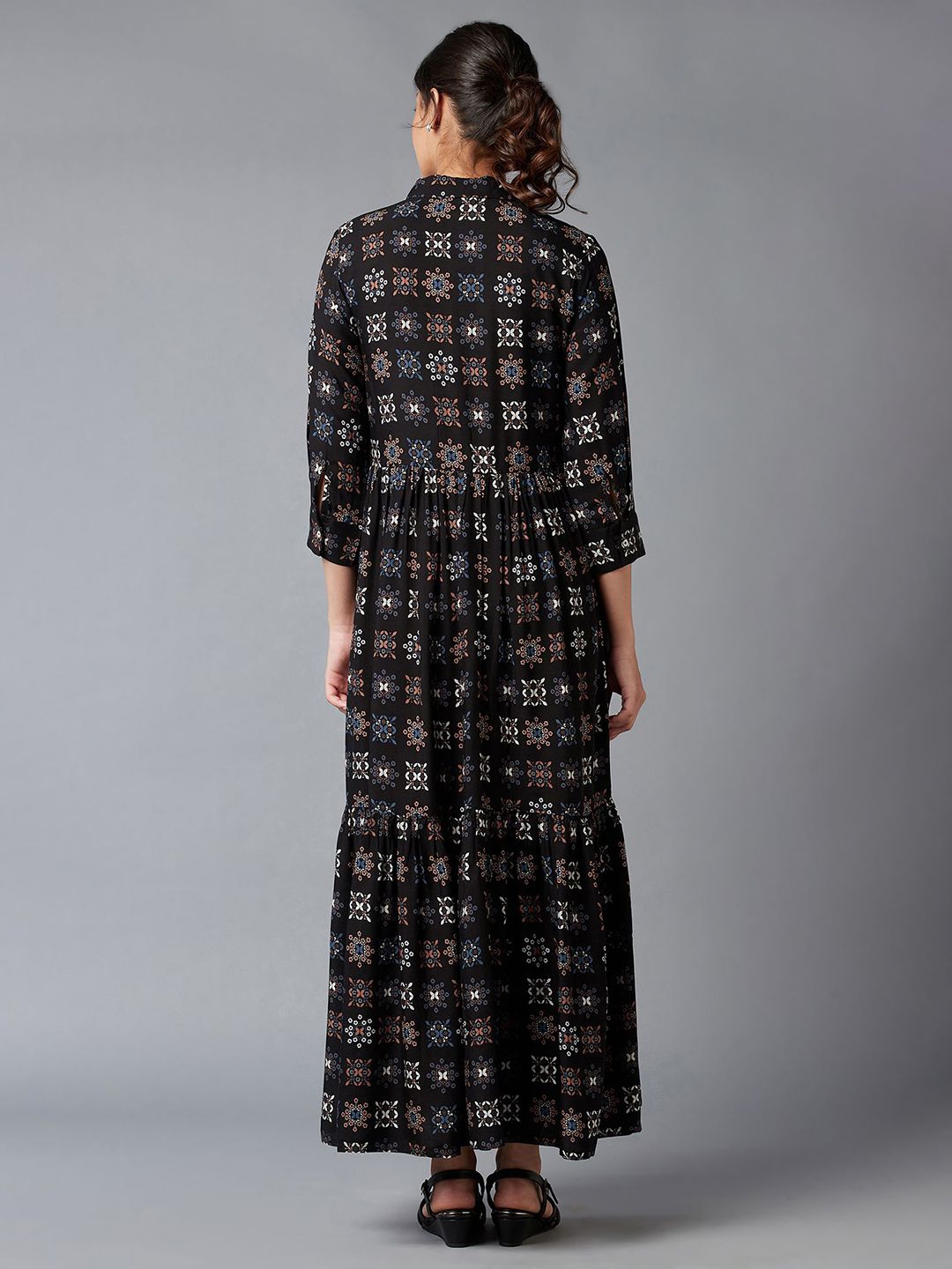 W Black Floral Maxi Dress
