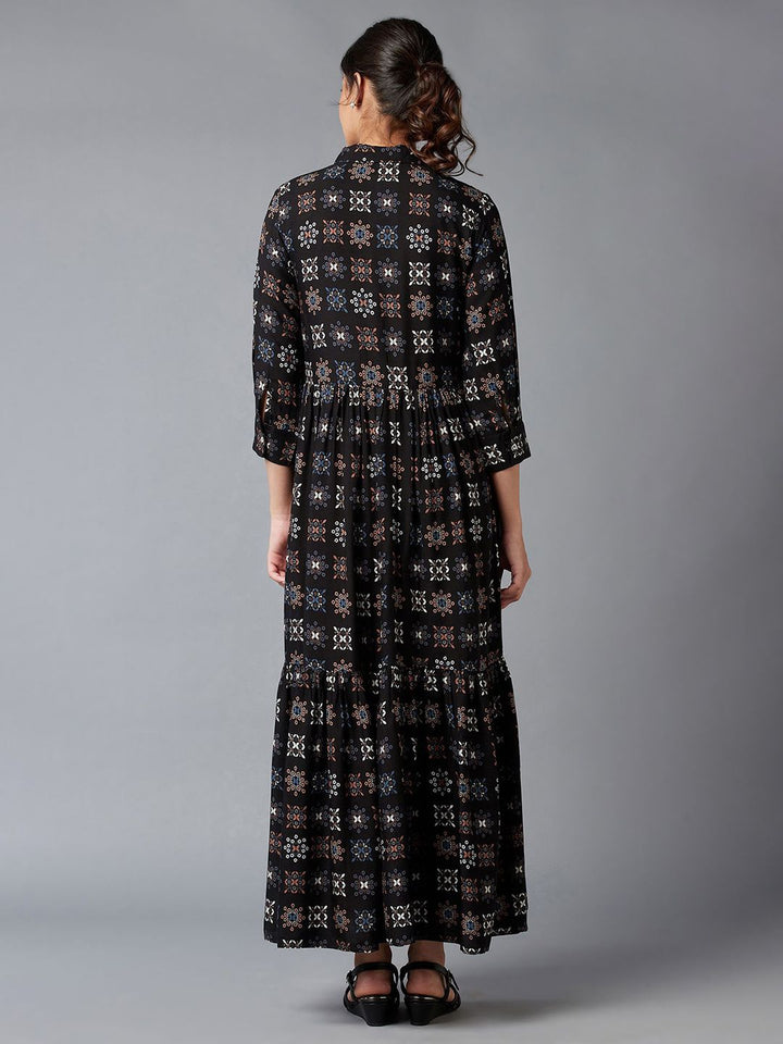 W Black Floral Maxi Dress