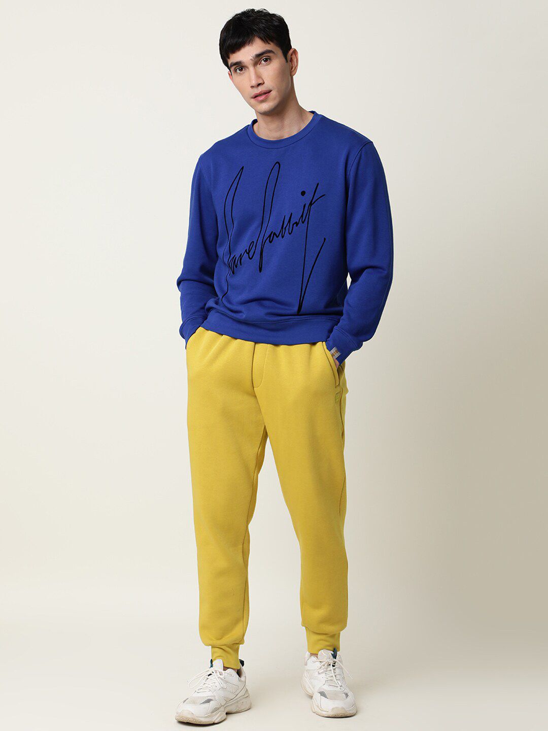 RARE RABBIT Men Chase Slim Fit Solid Cotton Joggers