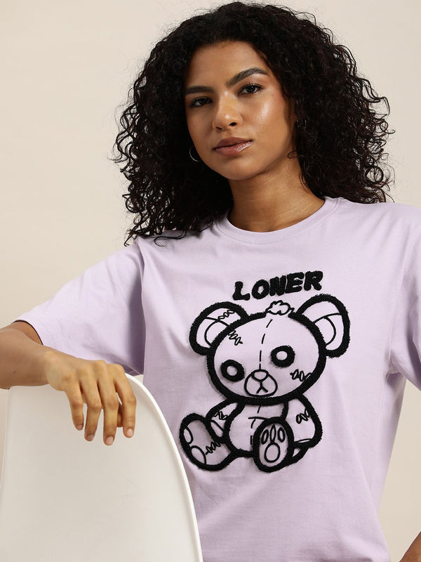 DILLINGER Embroidered Oversize Pure Cotton Longline T-shirt